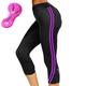 21Grams Damen ¾ Radhose Fahhrad 3/4 Sporthose MTB Mountain Rennrad Sport Streifen 3D-Pad Atmungsaktiv Schnelltrocknend Feuchtigkeitsableitung Violett Gelb Spandex Bekleidung Fahrradbekleidung