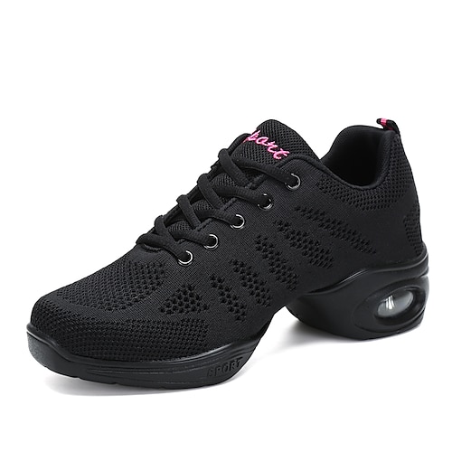 Schwarze Damen-Sneaker aus Strick mit dicker, gepolsterter Sohle, leichte, atmungsaktive Mesh-Schuhe, bequeme Plateau-Sportschuhe für Freizeit, Alltag, Reisen und Streetstyle