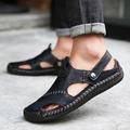 Herren Sandalen Ledersandalen Übergrössen Handgefertigte Schuhe Komfort Schuhe Wanderschuhe Brautkleider schlicht Strand Leder Atmungsaktiv Halbschuhe Schnalle Dunkelbraun Schwarz Braun Sommer