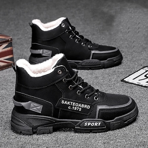 Herren Winterstiefel mit Fleecefutter, wasserdichte und warme High-Top-Schnürschuhe, rutschfeste Outdoor-Schneestiefel für kaltes Wetter Image