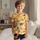 Jungen 3D Dinosaurier Pyjama-Sets mit T-Shirt und Shorts Kurzarm 3D-Druck Sommer Aktiv Modisch Täglich Polyester kinderkleidung 3-12 Jahre Rundhalsausschnitt Heim Normal Innen Regular Fit