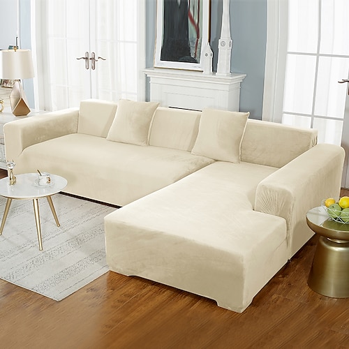 Samt-Sofabezug, weinrot, Stretch-Sofabezug für Kissencouch, dicker, weicher Sofabezug, waschbarer Möbelschutz, Sofabezüge für Hunde, passgenauer Sofabezug Image