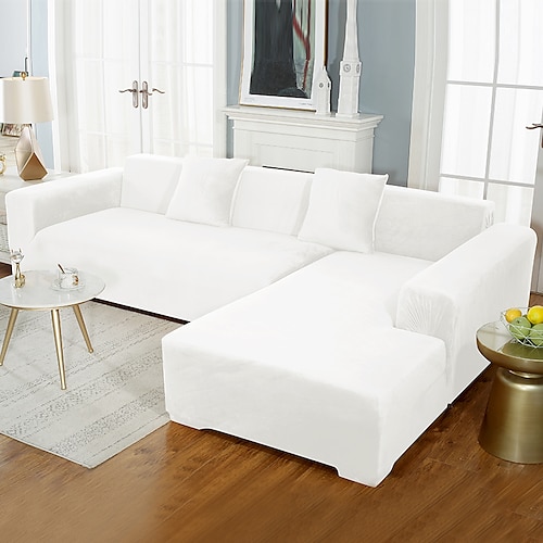 Samt-Sofabezug, weinrot, Stretch-Sofabezug für Kissencouch, dicker, weicher Sofabezug, waschbarer Möbelschutz, Sofabezüge für Hunde, passgenauer Sofabezug Image