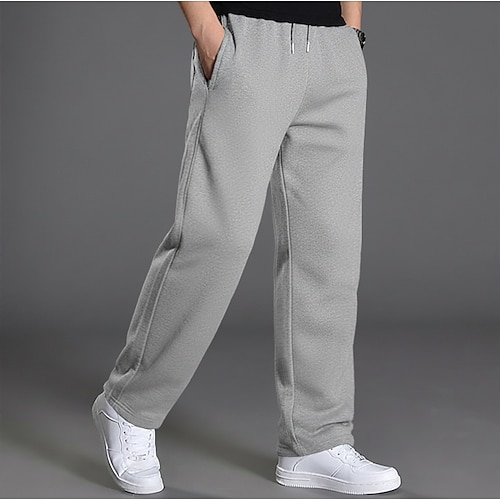 Herren Jogginghose Trainingshose Hose Hosen Freizeithose Jogginghose mit geradem Bein Tasche Kordelzug Elastische Taille Glatt Komfort Sports Outdoor Casual Täglich Modisch Strassenmode Schwarz Image