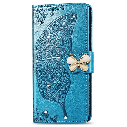 Handy Hülle Handyhüllen Für Samsung Galaxy S24 S23 S22 S21 FE S21 Ultra Plus A34 A54 A72 A32 A52 Brieftaschenhülle Strass Mit Kartenhalter Magnetischer Flip Schmetterling PU-Leder Image