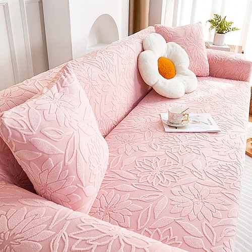 Blumen-Jacquard-Sofabezug, Stretch-Schonbezüge, weicher, langlebiger Sofabezug, 1 Stück Spandex-Stoff, waschbarer Möbelschutz, passend für Sesselsitz/Loveseat/Sofa/XL-Sofa/L-förmiges Sofa Image
