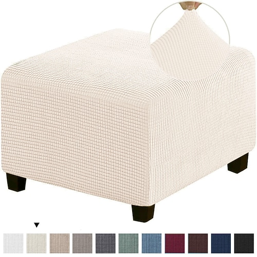 Stretch-Ottomanenbezug Quadratische Ottomanen-Schonbezüge Möbelschutz Klapphocker Möbelschutz Weicher Schonbezug mit elastischer Unterseite Image