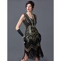 Brüllen 20s 1920s Cocktailkleid Vintage-Kleid Flapper Kleid Kleid Ballkleid Ballkleider Weihnachtspartykleid Knie-Länge Der große Gatsby Charleston Damen Quaste Hochzeit Party kleid hochzeitsgast