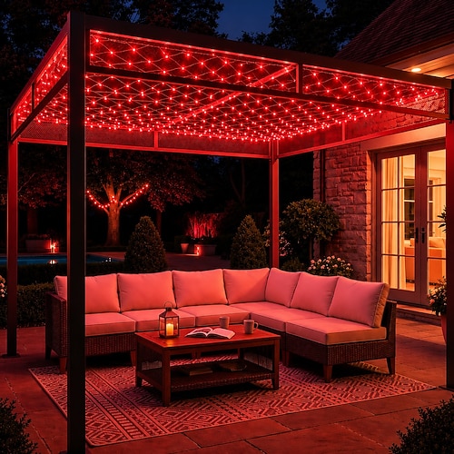 LED-Lichterkette aus Netzgewebe, Netzlichter für den Außenbereich, mehrfarbige LED-Lichterkette, wasserdicht, für Büsche, Sträucher, Hecken, Bäume und Gras Image