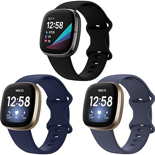 3 Stücke Uhrenarmband für Fitbit Versa 3 Sense Weiches Silikon Ersatz Gurt Damen Herren Wasserdicht Sportarmband Armband Image