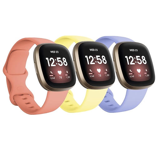 3 Stücke Uhrenarmband für Fitbit Versa 3 Sense Weiches Silikon Ersatz Gurt Damen Herren Wasserdicht Sportarmband Armband Image