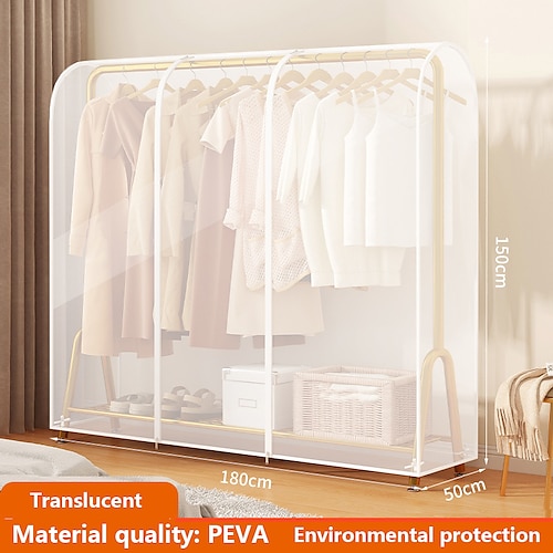 durchsichtige Kleiderständer-Abdeckung, staubdicht, Kleiderständer-Abdeckung mit Reißverschluss, Kleiderständer-Abdeckung, Kleideraufbewahrungsschutz, wasserdicht Image