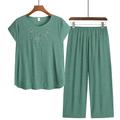 2-teiliges Loungewear-Set für Damen in Übergröße, Pyjama, reine Farbe, atmungsaktiv, Rundhalsausschnitt, Kurzarm-T-Shirt und Hose mit weitem Bein, modisch, lässig, bequem, Straße, täglich, Datum, Sommer, Frühling, Lotusrosa, Rosa, 4xl