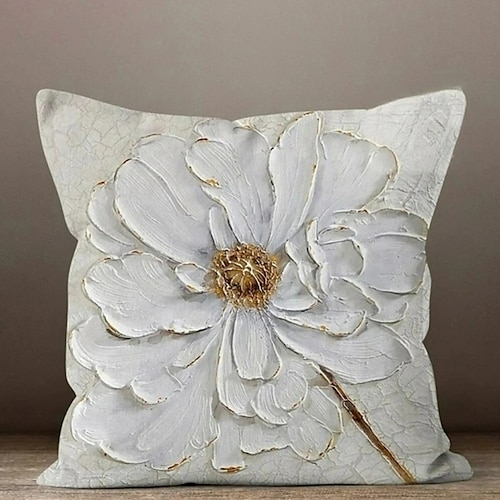 Blauer Blumen-Doppelseiten-Kissenbezug, 1 Stück, weich, dekorativ, quadratischer Kissenbezug, Kissenbezug für Schlafzimmer, Wohnzimmer, Sofa, Couch, Stuhl Image