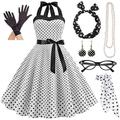 50er Jahre Vintage inspiriertes A-Linien-Kleid Swingkleid Accessoires Set Schlagkleid Damenkostüm Vintage Cosplay Date Partyamp;Abend-Festival-Seidenschal in A-Linie