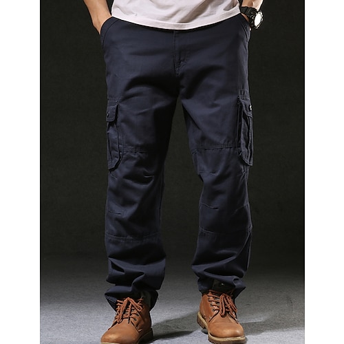 Herren Cargohose Cargohosen Cargohose Wanderhose Tasche Glatt Komfort Atmungsaktiv Outdoor Täglich Ausgehen Modisch Brautkleider schlicht Armee-Gelb Schwarz Mikro-elastisch Image