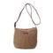 Umhängetasche aus natürlich gewebtem Stroh für Damen – Boho-Handtasche für den Sommer und den Strand mit verstellbarem braunem Lederriemen