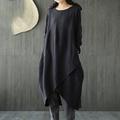 Damen Schwarz Grün Grau Sommer Frühling Herbst Maxikleid Leinen-inspirierte Kleider Freizeitkleid Kleid mit vielen Schichten Lässig Winterkleid Täglich Ausgehen Lässiger Schnitt Einfarbig