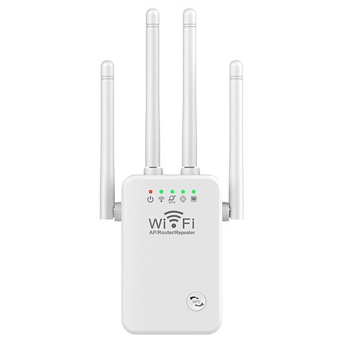 WLAN-Signalverstärker, 2,4 GHz, WLAN-Extender, Signalverstärker, 300 Mbit/s, einfache Einrichtung, 4 Antennen mit großer Reichweite für zu Hause mit Ethernet-Anschluss Image