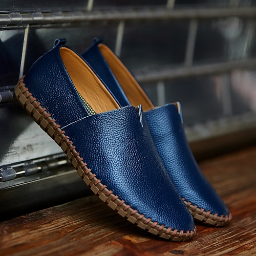 Herren-Slipper aus weißem Leder mit detaillierten Nähten, bequemer rutschfester Sohle und atmungsaktivem Design lässige Autofahrerschuhe