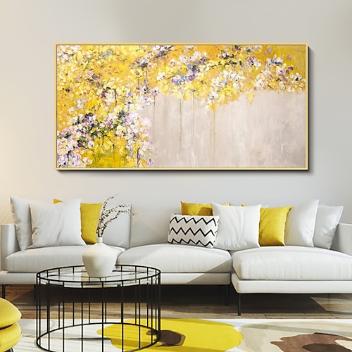 Handgefertigtes Ölgemälde auf Leinwand, Wandkunst, Dekoration, moderne Blumen, Licht, Luxus, Wohnzimmer für Wohnkultur, gerollt, rahmenlos, ungedehnt Image