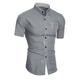 Herren Oberhemd Kragenhemd Hemd ohne Kragen Schwarz Weiß Grau Kurzarm Glatt Ständer Sommer Frühling Hochzeit Outdoor Bekleidung Button-Down