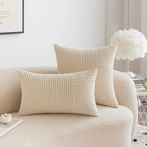 Deko-Kissen aus Cord, einfarbig, Blau, Salbeigrün, gebranntes Orange, Kissenbezüge, Kissenbezüge, Kissenbezüge für Sofa, Couch, Liege Image