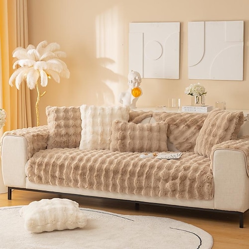 Sherpa-Sofabezug, Sofa-Sitzmatte, Plüsch-Schonbezug, Sofabezug, Möbelschutz, rutschfeste Sofabezüge für Hunde, Katzen, Kinder (einzeln verkauft/nicht im Set) Image