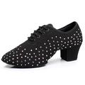 Unisex Schuhe für modern Dance Line Dance Leistung Professionell Professionell Training Niedriger Absatz Starke Ferse Runde Zehe Schnürsenkel Erwachsene Schwarz