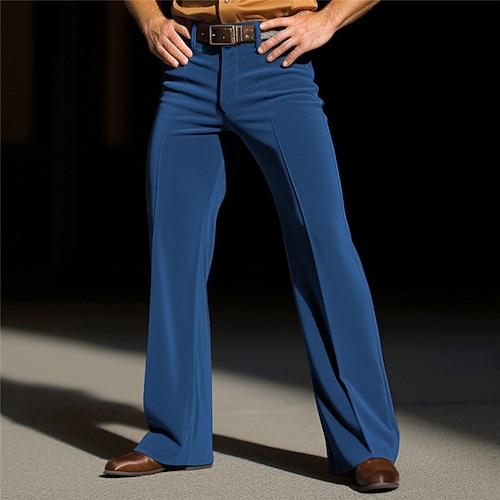 Herren Anzughosen Ausgestellte Hosen Glockenboden Hose Hosen Samthose Vordertasche Glatt Komfort Geschäft Täglich Festtage Modisch Schick Modern Blau Braun Image