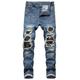 Herren Jeans Hose Hosen Tasche Zerrissen Glatt Komfort Atmungsaktiv Täglich Ausgehen Baumwollmischung Modisch Brautkleider schlicht Schwarz Blau