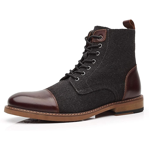 Herren Stiefel Bullock Schuhe Abendschuhe Wanderschuhe Brautkleider schlicht Täglich Leder Komfortabel Stiefeletten / Stiefeletten Halbschuhe Dunkelbraun Schwarz Hell Gray Frühling Herbst Image