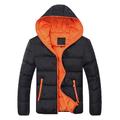 Herren puffer jacket Steppjacke übergangsjacke Hoodie Jacke Mit Kapuze Sport Natur Kurz Herbst Winter Feste Farbe Schwarz / Orange Marine Weiß Himmelblau Orange Schwarz Grün Pufferjacke