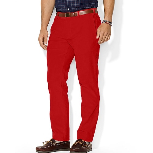 Herren Hosen Chinos Chino Pants Jogger Pants Tasche Gerades Bein Einfach Komfort Outdoor Tägliche Mode Streetwear Weiß Rot Image