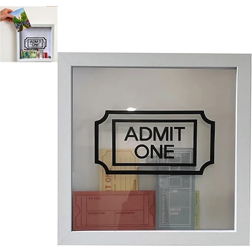 Abenteuer-Archivbox, Reise-Schattenbox mit Schlitz, Erinnerungsboxen für Andenken, Schattenbox-Rahmen, Tickethalter mit Weltkarte und Flugzeug-Design, Foto-Theater-Film-Konzertticket Image