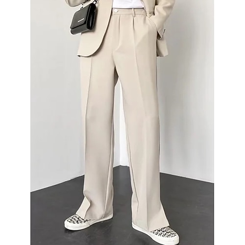 Herren Anzughosen Hose Hosen Anzughose Tasche Elastische Taille Glatt Komfort Atmungsaktiv Outdoor Täglich Ausgehen Modisch Brautkleider schlicht Schwarz Blau Image