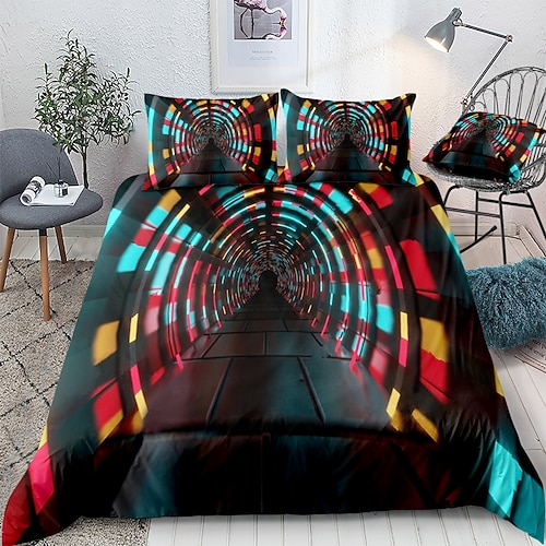 3D-Wirbel-Bettbezug-Bettwäsche-Sets Bettbezug mit 1 Bettbezug oder Bettdecke, 1 Blatt, 2 Kissenbezügen für Doppelbett/Königin/König (1 Kissenbezug für Zwillinge/Einzelbetten) Image