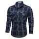 Herren Hemd Hemdjacke Jeanshemd Armeegrün Marineblau Langarm Gitter Umlegekragen Strasse Casual Button-Down Bekleidung Modisch Klassisch Komfortabel Groß und hoch