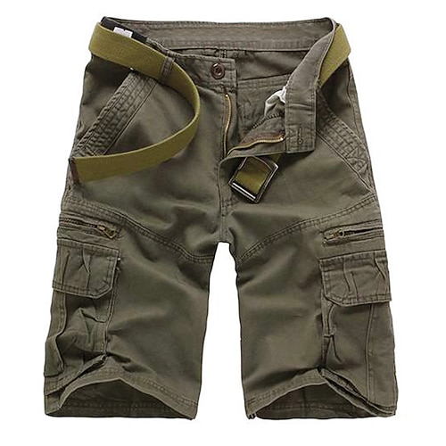 Herren Cargo Shorts Kurze Hosen Shorts Kurze Hosen Multi Pocket Gerade geschnitten Einfarbig Komfort tragbar Knielänge Outdoor Täglich Sport Stilvoll Schwarz Armeegrün Image
