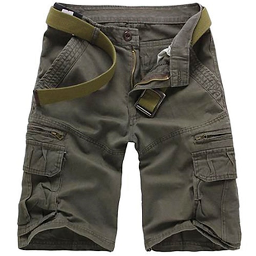 Herren Cargo Shorts Kurze Hosen Shorts Kurze Hosen Multi Pocket Gerade geschnitten Einfarbig Komfort tragbar Knielänge Outdoor Täglich Sport Stilvoll Schwarz Armeegrün Image