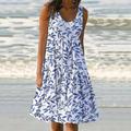 damen casual kleid Etuikleid Sommerkleid Midikleid Grün Blau Weiß Ärmellos Taschen Frühling Sommer U-Ausschnitt 2023 S M L XL XXL 3XL