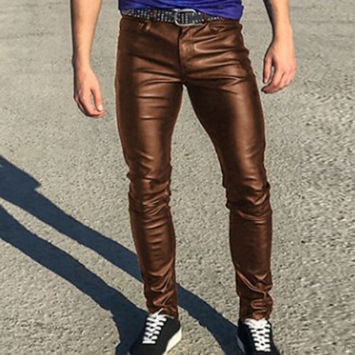 Herren Eng Hose Hosen Freizeithose Feste Farbe Komfort Atmungsaktiv In voller Länge Täglich Ausgehen Strassenmode Modisch Stilvoll Schwarz Weiß Mikro-elastisch Image