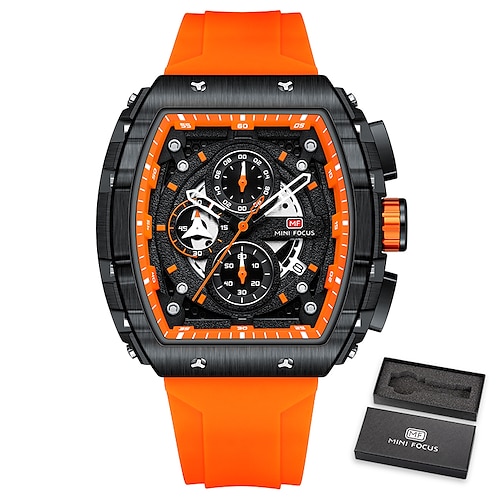MINI FOCUS Quarz Sport Uhr für Männer Chronograph Leuchtender Kalender Armee Herren Uhren Top Marke Luxus Silikonband Wasserdicht Image