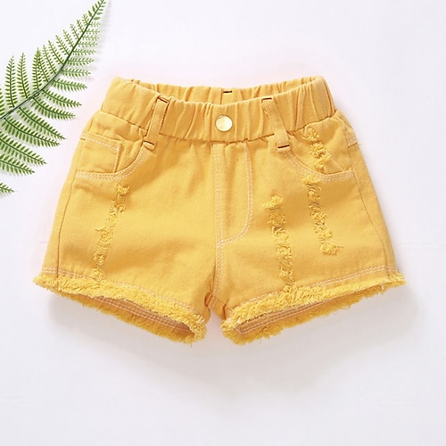 kinderkleidung Mädchen Kurze Hose Feste Farbe Aktiv Ausgehöhlt Outdoor Baumwolle 3-7 Jahre Sommer Schwarz Weiß Gelb Image