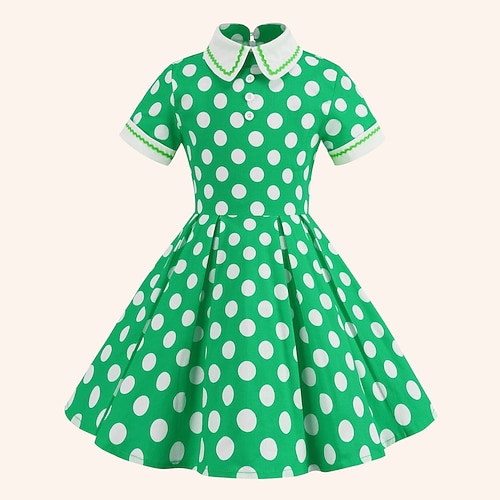 Retro Vintage 1950er Jahre Grease Outfits Rockabilly Midi Kleid Swing Kleid Schwingkleid Polka Punkte Schickes Kleid Damen Maskerade Maskerade Date Frühling Sommer Image