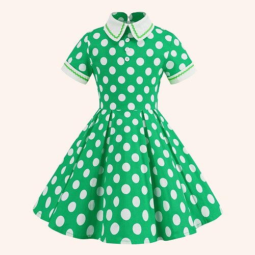 Retro Vintage 1950er Jahre Grease Outfits Rockabilly Midi Kleid Swing Kleid Schwingkleid Polka Punkte Schickes Kleid Damen Maskerade Maskerade Date Frühling Sommer Image
