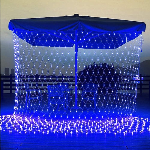 LED-Netzlichtvorhang Lichterketten 6 x 4 m, 672 LEDs, 3 x 2 m, 200 LEDs, 1,5 x 1,5 m, 96 LEDs, weiß, warmweiß, blau, mehrfarbig, für Partydekoration, verknüpfbar, 220 V Image