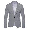 Herren Blazer Sakko Geschäft Cocktailparty Hochzeitsfeier Modisch Brautkleider schlicht Frühling Herbst Polyester Farbblock Streifen Taste Tasche Komfortabel Einreihiger Verschluss Blazer Braun Grau