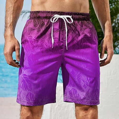 Herren Farbverlauf Grafik-Drucke Badeshorts Boardshorts Badeshorts Badehose Schwimmshorts Mittlere Taillenlinie Hawaiianisch Boho Casual Täglich Festtage Kordelzug mit Mesh-Futter Elastische Taille Image