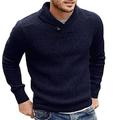 Herren Pullover Strickjacke Stricken Taste Strick Feste Farbe Hemdkragen Stilvoll Vintage-Stil Casual Freizeitskleidung Bekleidung Herbst Winter Schwarz Weiß S M L